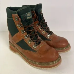 Orvis Boots Mens Size 9‎ Wading Fly Fishing Ankle Felt Sole Leather Canvas Brown