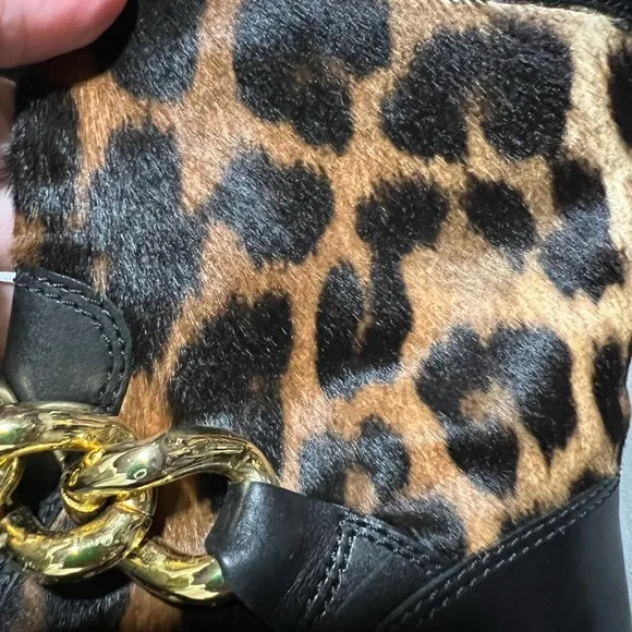 Outrageous Giuseppe Zanotti calf hair leopard motorcycle boots sz 7