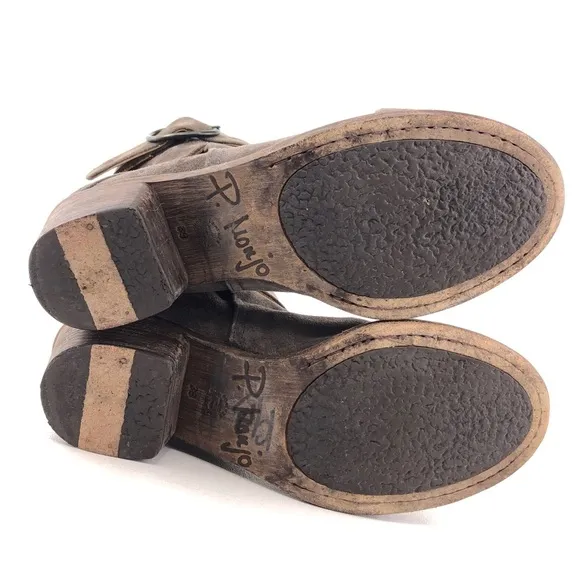P. Monjo Lexi Gray Leather Ankle Boots EUR 39