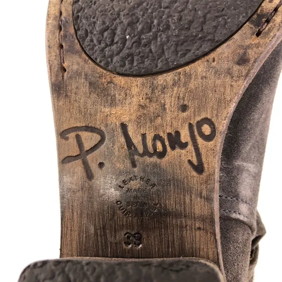 P. Monjo Lexi Gray Leather Ankle Boots EUR 39