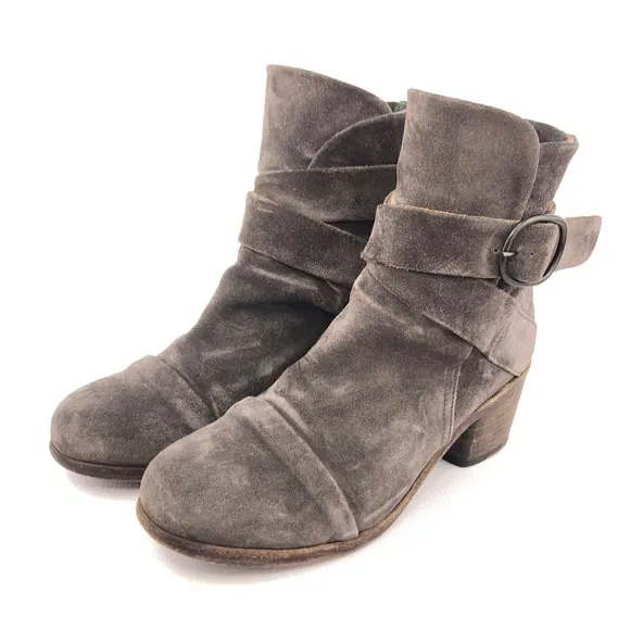 P. Monjo Lexi Gray Leather Ankle Boots EUR 39