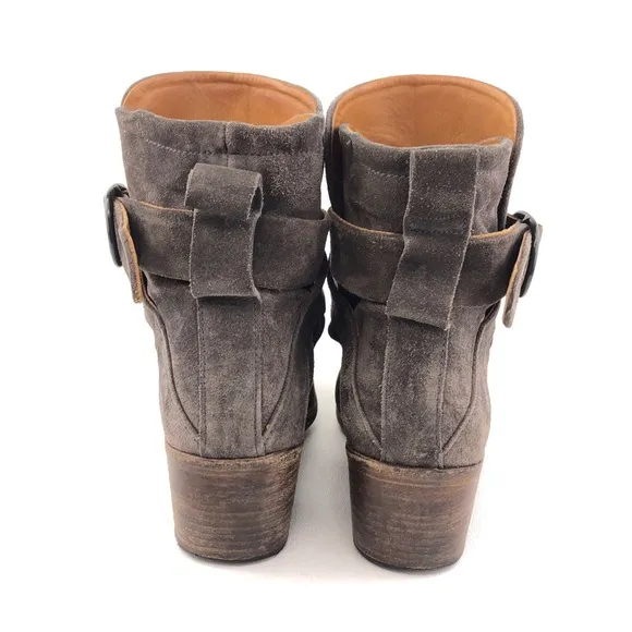 P. Monjo Lexi Gray Leather Ankle Boots EUR 39