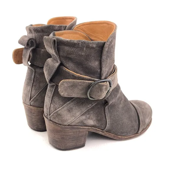 P. Monjo Lexi Gray Leather Ankle Boots EUR 39