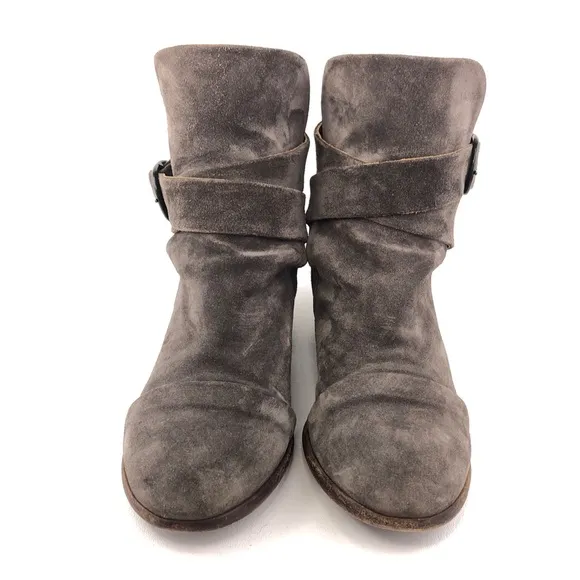 P. Monjo Lexi Gray Leather Ankle Boots EUR 39