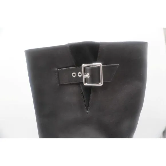 Paige Hazel Knee High Leather pointed toe gold buckle stylish Boots Black Sz 9.5