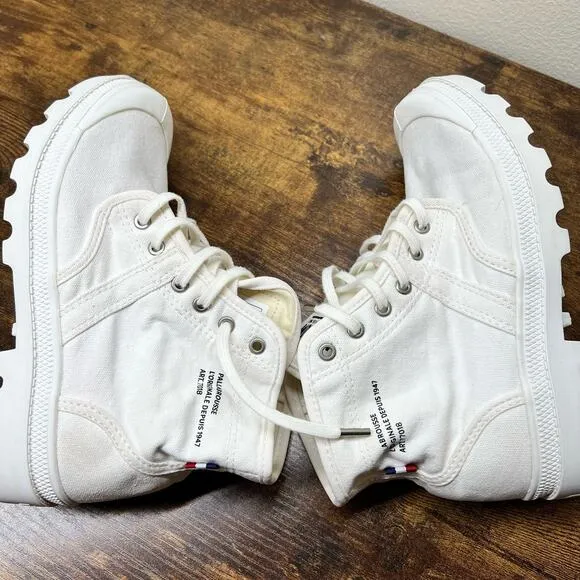 Palladium Pallabrousse Legion Boots 6 Women Wax Star White Lace Up Combat Canvas