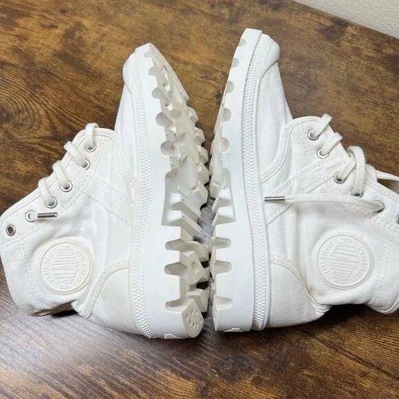 Palladium Pallabrousse Legion Boots 6 Women Wax Star White Lace Up Combat Canvas