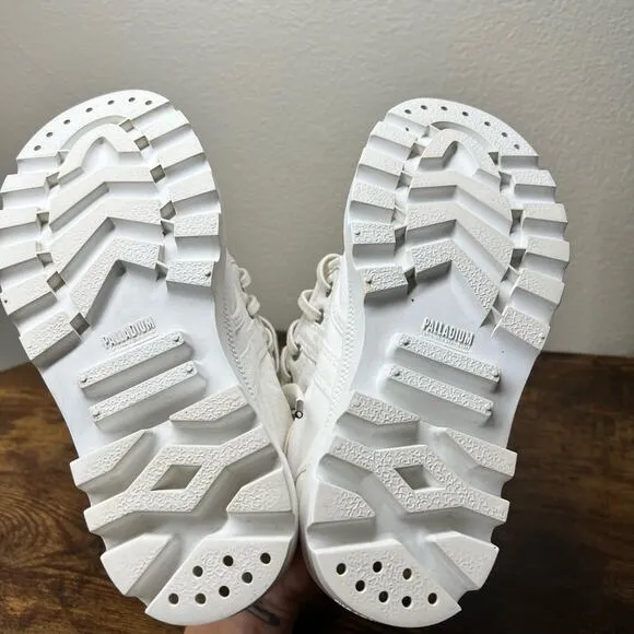 Palladium Pallabrousse Legion Boots 6 Women Wax Star White Lace Up Combat Canvas