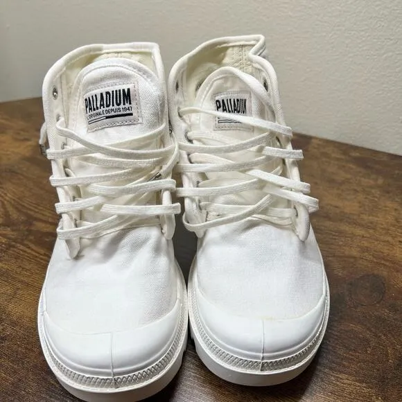 Palladium Pallabrousse Legion Boots 6 Women Wax Star White Lace Up Combat Canvas