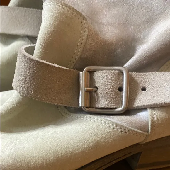Pantanetti Cream Iridescent Heeled Boots Buckle Western Flair Made in Italy 8.5