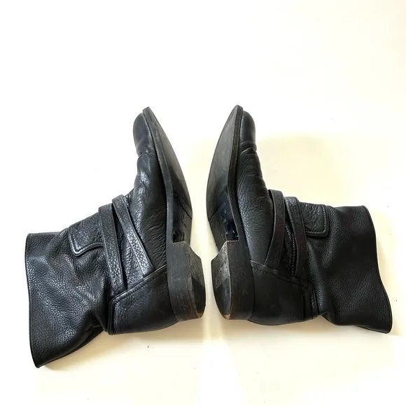 Paul Andrew Black Leather Zip Buckle Ankle Boots