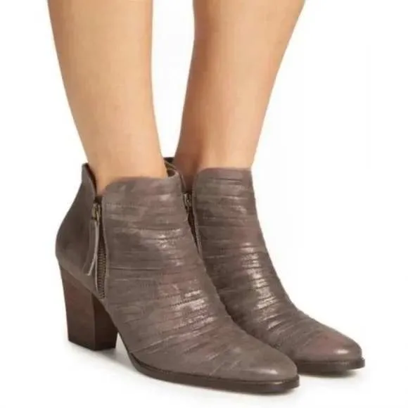 Paul Green Malibu Sliced Leather Metallic Ankle Boots Gray Size 10US 7.5 UK