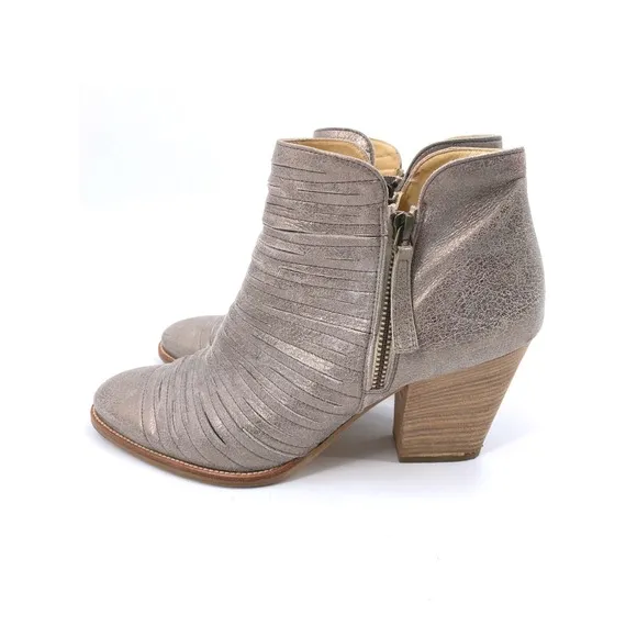 Paul Green Malibu Sliced Leather Metallic Ankle Boots Gray Size 10US 7.5 UK