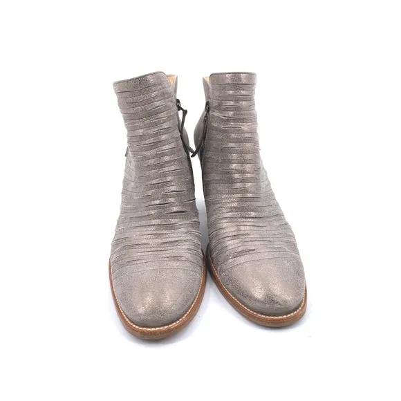 Paul Green Malibu Sliced Leather Metallic Ankle Boots Gray Size 10US 7.5 UK