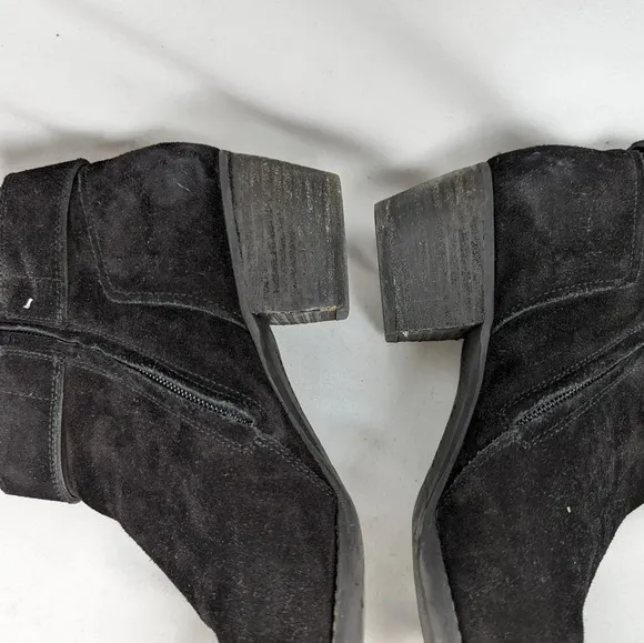 Paul Green sz. 7 Jano Moto Biker Ankle Boots Booties Black Oiled Leather Buckle