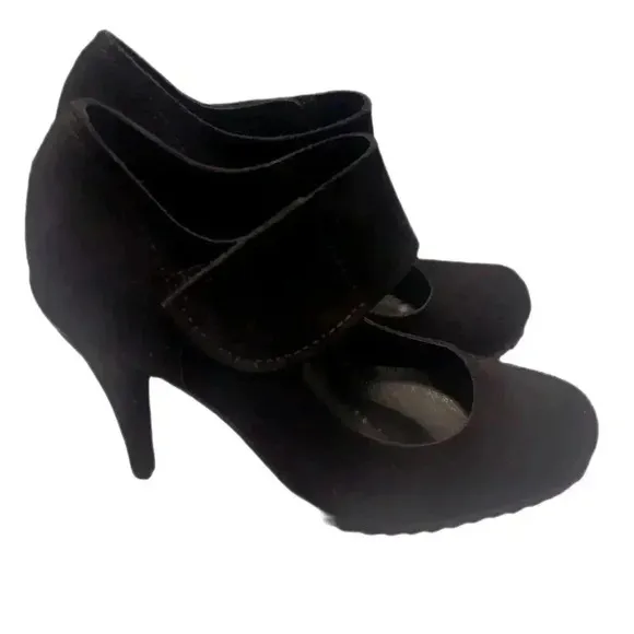 Pedro Garcia Black suede stylish day 2 nite platform Maryjane Velcro heel pump 8