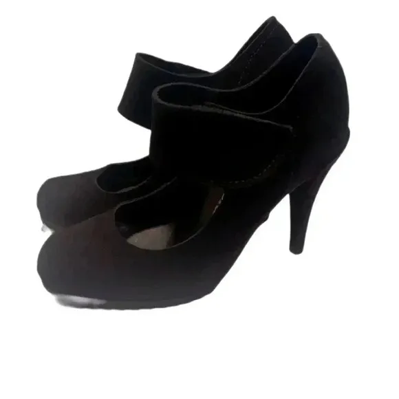 Pedro Garcia Black suede stylish day 2 nite platform Maryjane Velcro heel pump 8