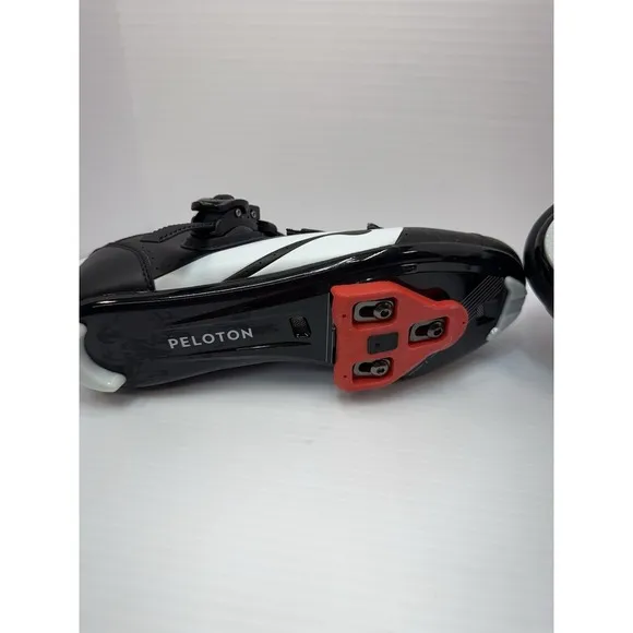 Peloton Bike Cycling Shoes Black Red White Size 41‎ Unisex, Women 10/Men 8 Used