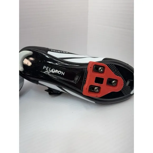 Peloton Bike Cycling Shoes Black Red White Size 41‎ Unisex, Women 10/Men 8 Used