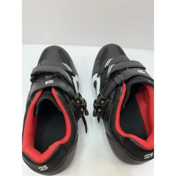 Peloton Bike Cycling Shoes Black Red White Size 41‎ Unisex, Women 10/Men 8 Used