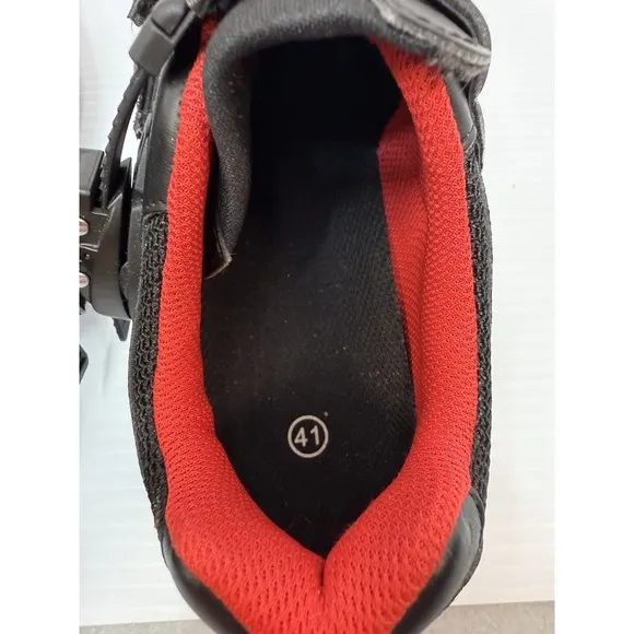 Peloton Bike Cycling Shoes Black Red White Size 41‎ Unisex, Women 10/Men 8 Used