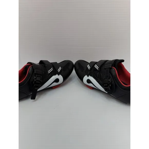 Peloton Bike Cycling Shoes Black Red White Size 41‎ Unisex, Women 10/Men 8 Used