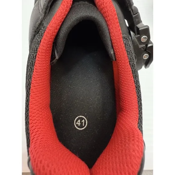 Peloton Bike Cycling Shoes Black Red White Size 41‎ Unisex, Women 10/Men 8 Used