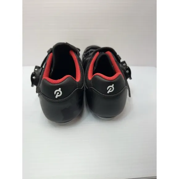 Peloton Bike Cycling Shoes Black Red White Size 41‎ Unisex, Women 10/Men 8 Used
