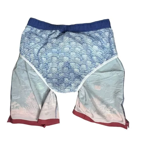 Peter Millar Swim Trunks Men’s XL Blue Shorts Ocean Fish Island Shark Boat Beach