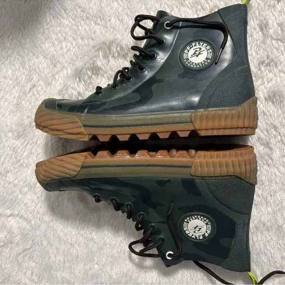 P.F. Flyers Rubber Camouflage High Top Sneakers Boots - Men’s 7 Women’s 8 1/2