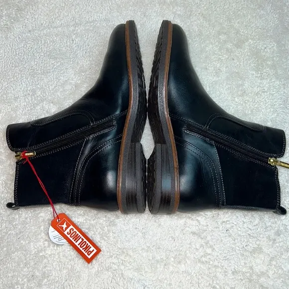 Pikolinos Aldaya Black Leather Classic High Ankle Boots Booties - Sz 40, NWOB