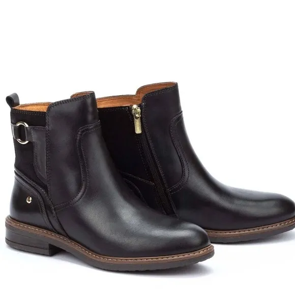 Pikolinos Aldaya Black Leather Classic High Ankle Boots Booties - Sz 40, NWOB