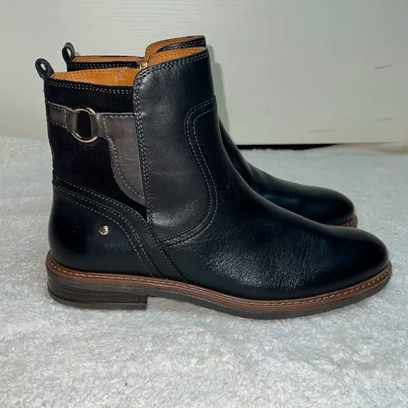 Pikolinos Aldaya Black Leather Classic High Ankle Boots Booties - Sz 40, NWOB