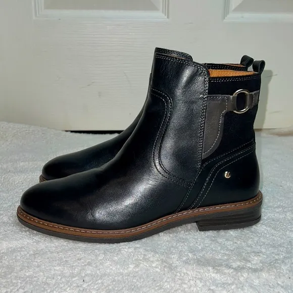 Pikolinos Aldaya Black Leather Classic High Ankle Boots Booties - Sz 40, NWOB
