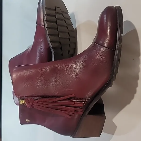 PIKOLINOS Andorra Women Burgundy Leather Ankle boots Fringed Booties 39 US 8.5-9