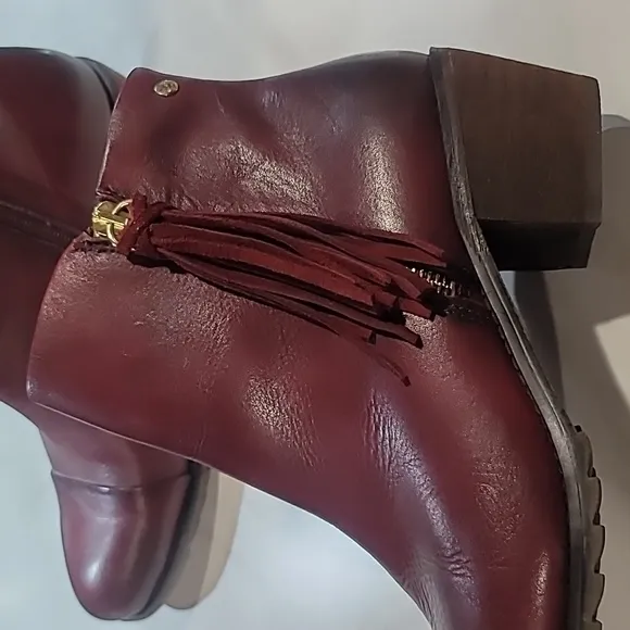 PIKOLINOS Andorra Women Burgundy Leather Ankle boots Fringed Booties 39 US 8.5-9