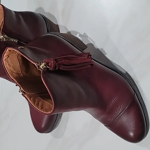 PIKOLINOS Andorra Women Burgundy Leather Ankle boots Fringed Booties 39 US 8.5-9