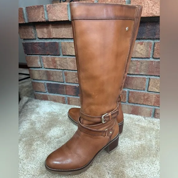 PIKOLINOS CLASSIC TALL BROWN LEATHER STRAPPY WOMENS BOOTS SZ 6 NWOT!
