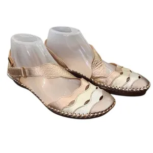 PIKOLINOS Metallic Flats Ladies 38 Shoes Velcro Straps Mary Jane Ballet Soft