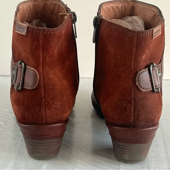 Pikolinos ROTTERDAM Leather Shede ankle boots with decorative buckle sz 39 | 8.5