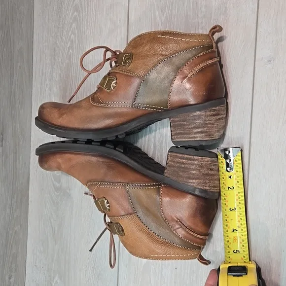 Pikolinos Women Le Mans calfskin Leather stack Heels Boots shoes sz 37/6.5-7