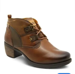 Pikolinos Women Le Mans calfskin Leather stack Heels Boots shoes sz 37/6.5-7