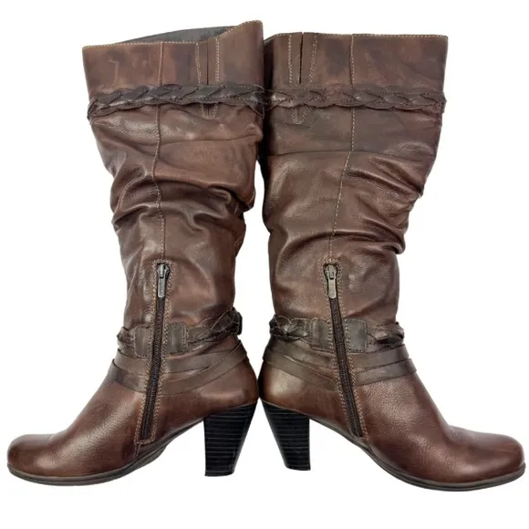 Pikolinos Womens Verona Cognac Brown Tall Slouch Riding Boots Size 38 (Us 7.5-8)