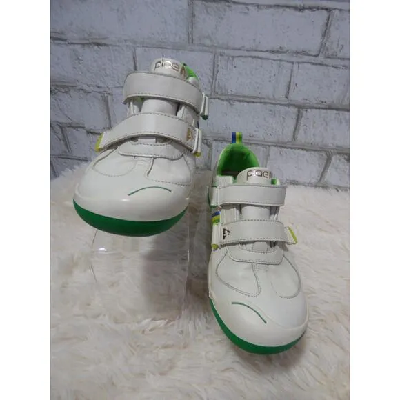 Plae White Green Leather Youth or Women's Charlie Waterproof Shoes 4 EUC
