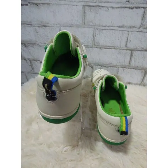 Plae White Green Leather Youth or Women's Charlie Waterproof Shoes 4 EUC