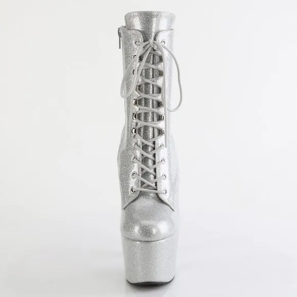 Platform Glitter Lace Up Ankle Boots