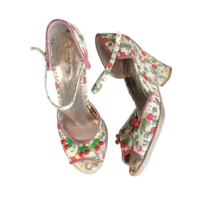 Poetic License Shirley Temple Red and Green Cherry Heels Size 8.5
