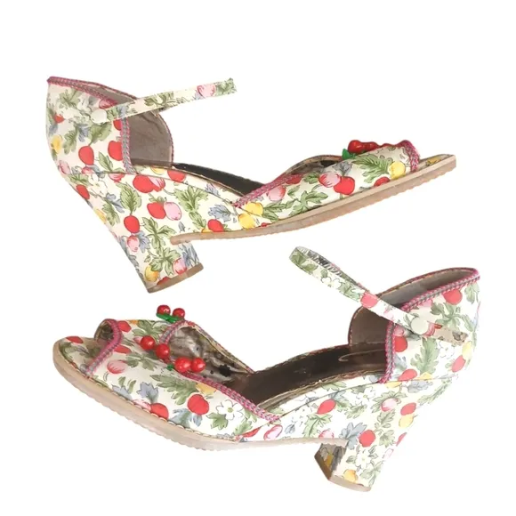 Poetic License Shirley Temple Red and Green Cherry Heels Size 8.5