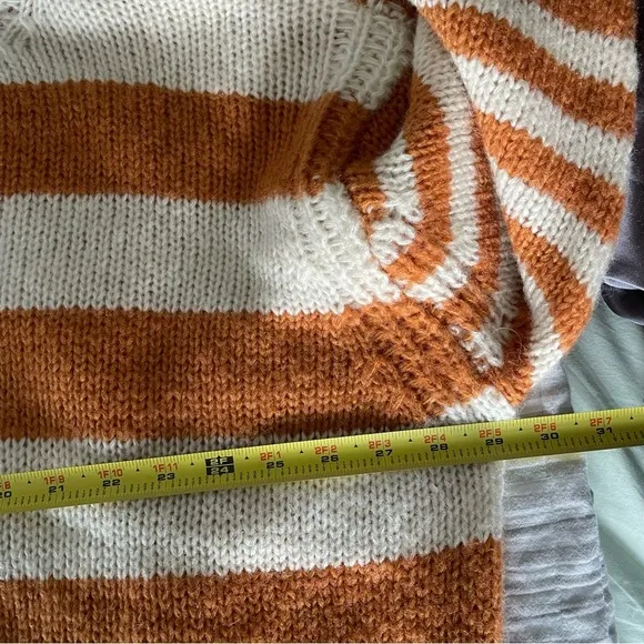 POL | Women's Sweater Crewneck Oversized Chunky Striped Knit Wool Blend