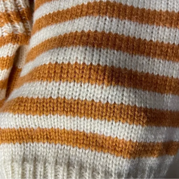 POL | Women's Sweater Crewneck Oversized Chunky Striped Knit Wool Blend